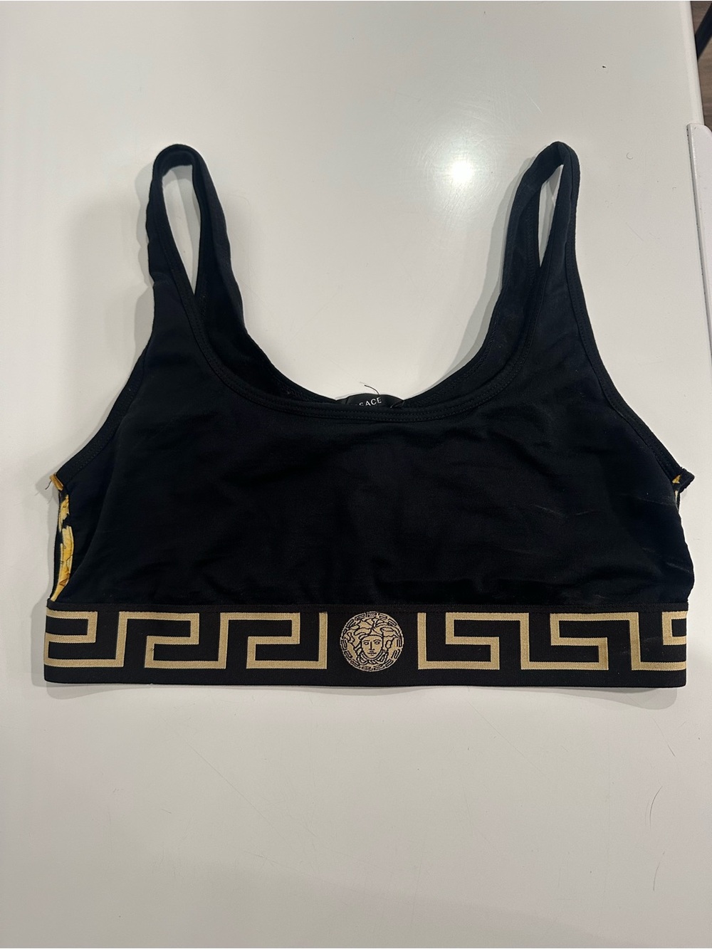 Versace Black and Gold Medusa Logo Bralette Size 4 ( Medium )
